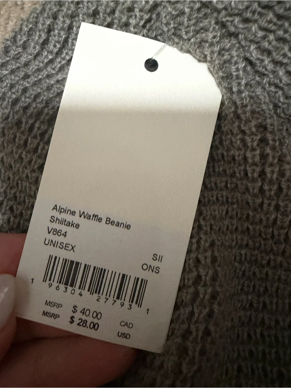 Vuori Gray Ribbed Knit Beanie